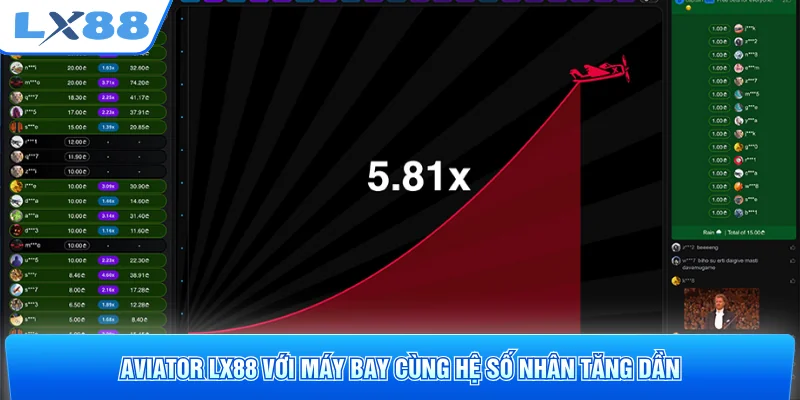 Aviator LX88 với máy bay cùng hệ số nhân tăng dần